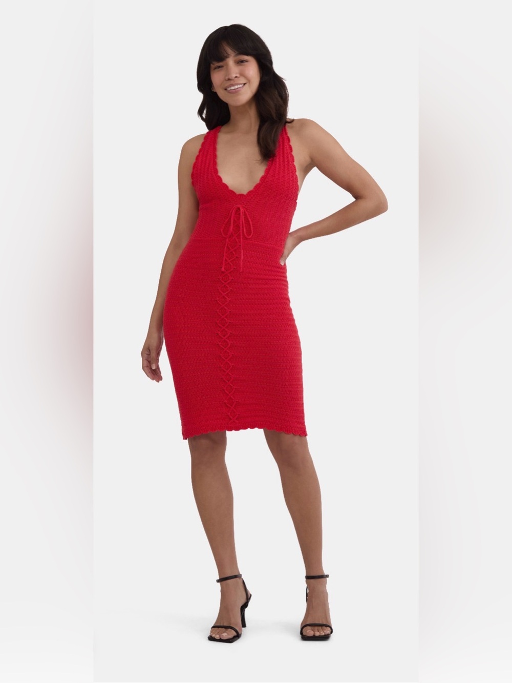 Madden NYC women’s lace up crochet knit dress; size: XXS(00)